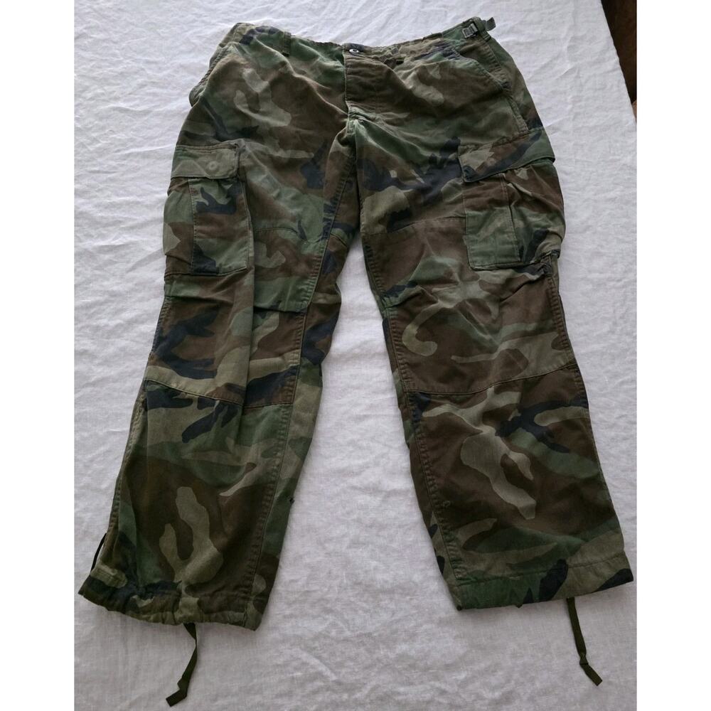 Vintage US Army BDU Cargo Pants Mens Small Short Woodland Camo Ripstop Field 90s